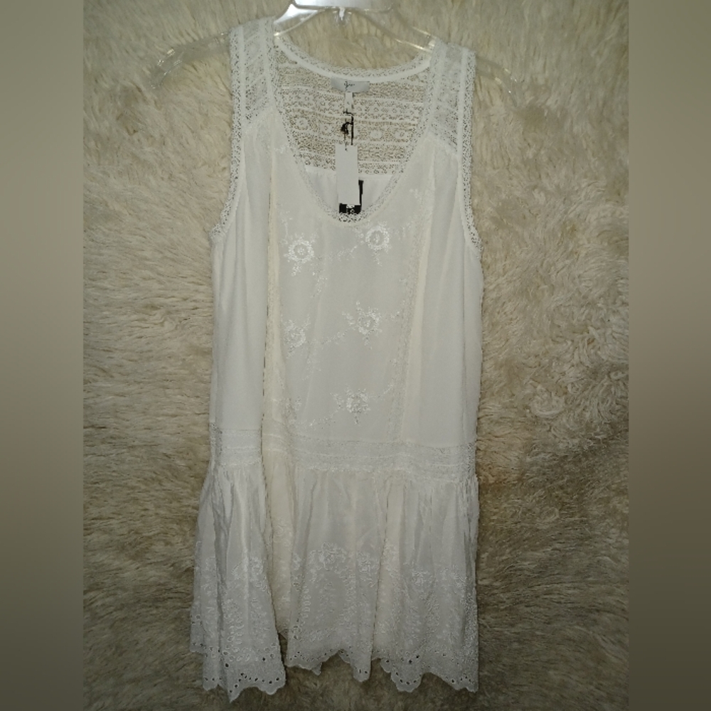 Elegant 100% Silk  White Dress